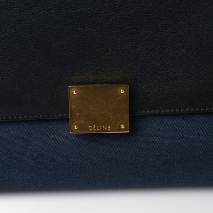 Celine Smooth Calfskin Fabric Medium Tri-Color Trapeze Black Blue Tan 6 of 11