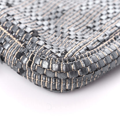 Fendi Metallic Lambskin Woven Baguette Grey 9 of 14
