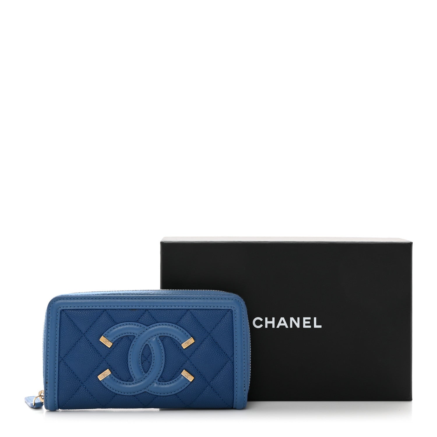 Chanel Caviar Quilted Medium Filigree Zip Around Wallet Dark Blue 11 of 11