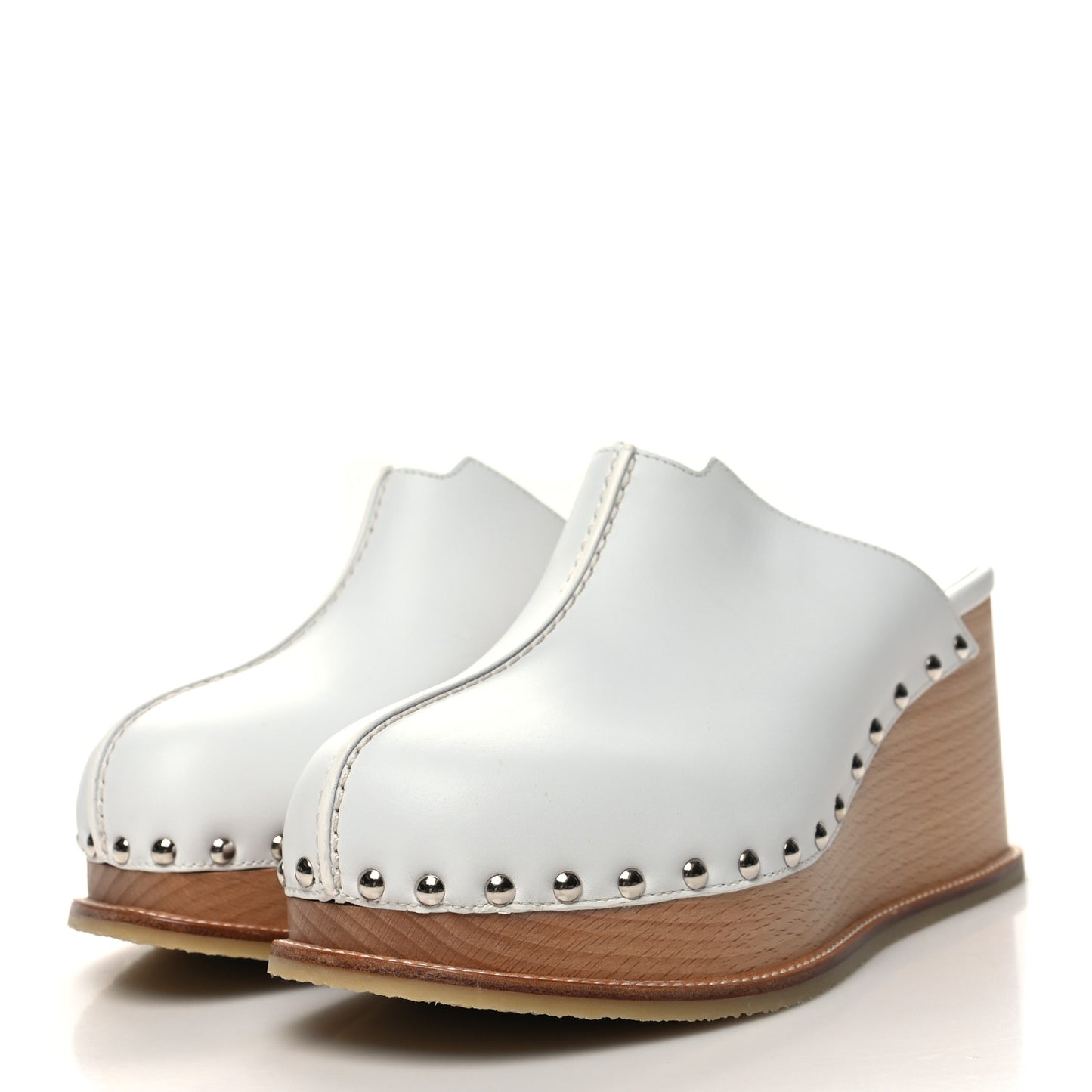 Calfskin Beechwood Earth Mules 37 White