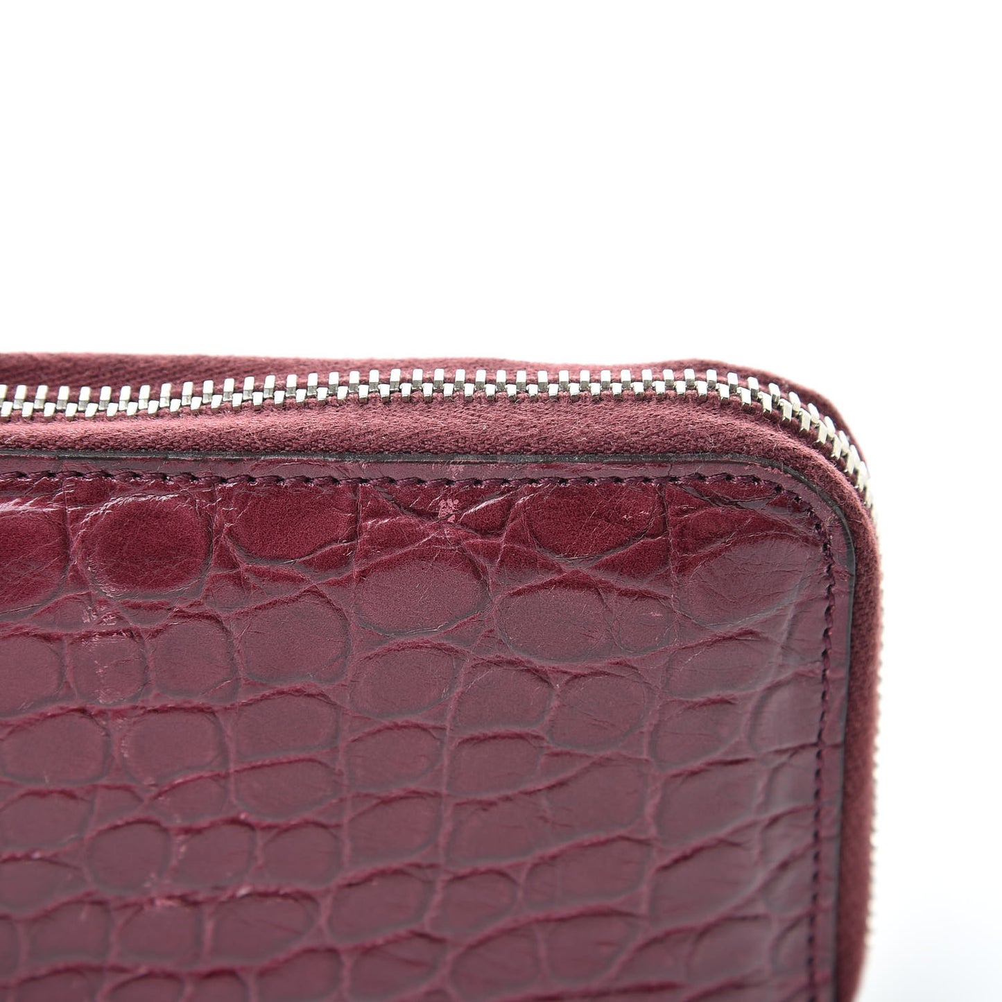Crocodile Zip Around Card Case Cherry Gloss