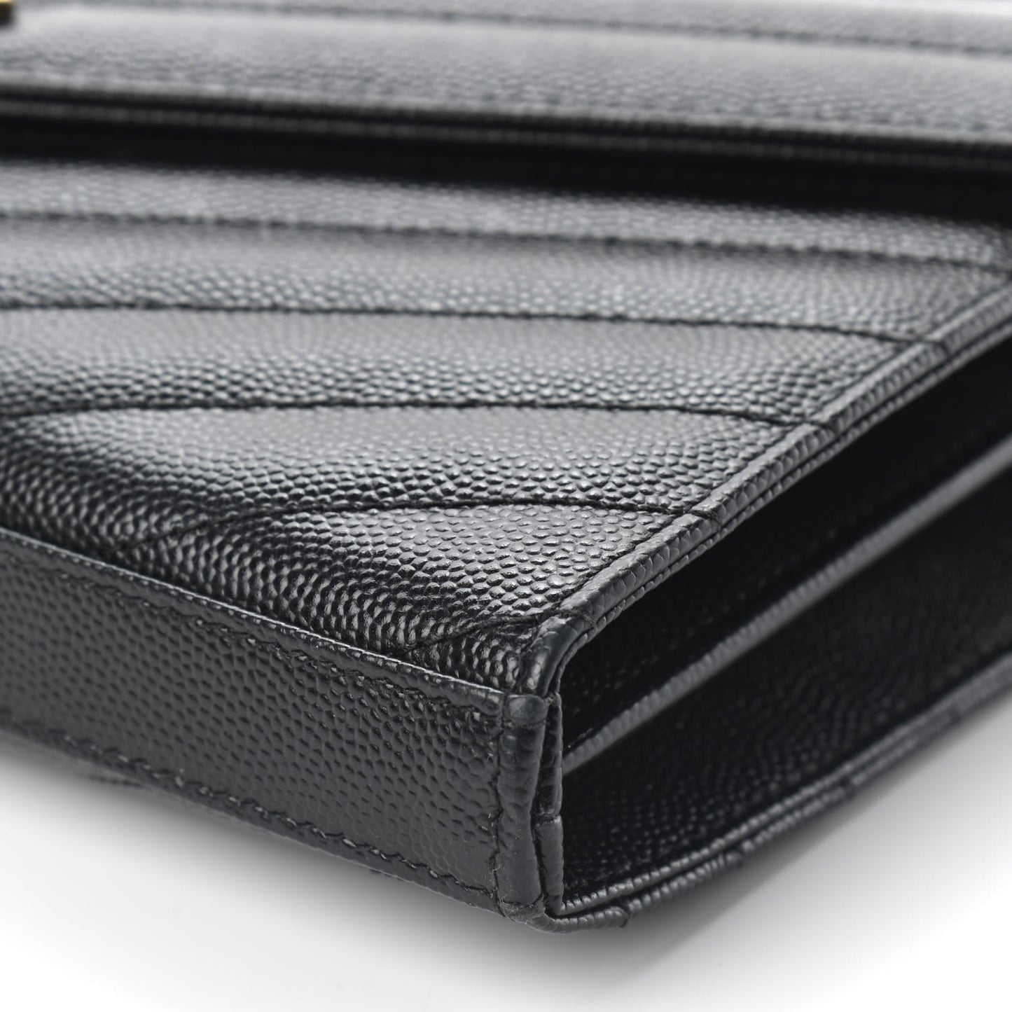 Grain De Poudre Matelasse Chevron Monogram Chain Wallet Black