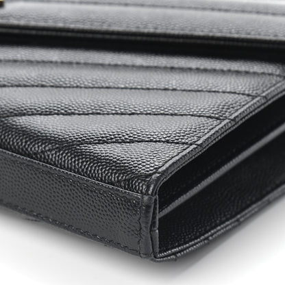 Saint Laurent Grain De Poudre Matelasse Chevron Monogram Chain Wallet Black 7 of 7