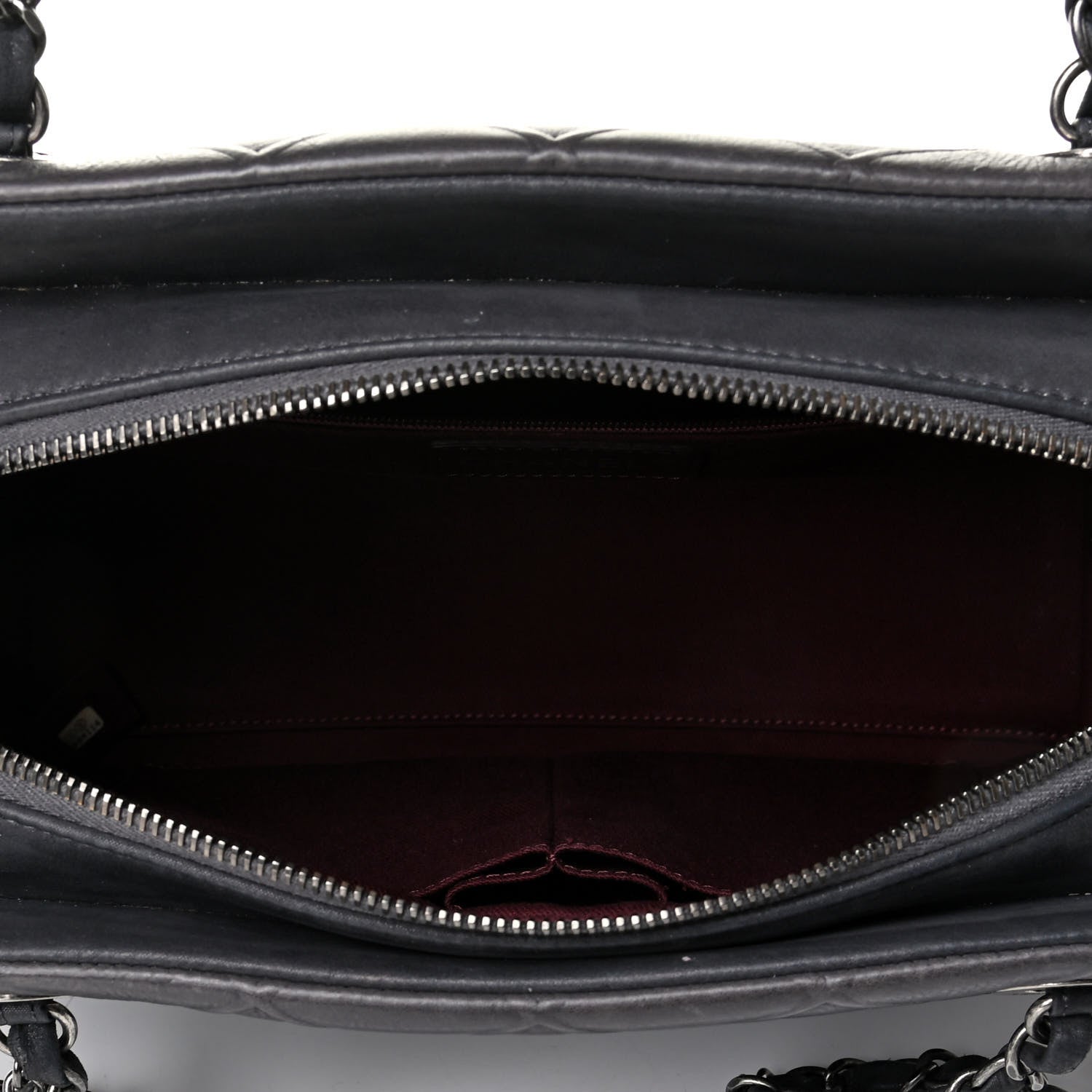 Chanel Calfskin Diamond Embossed Large CC Zip Shopping Tote Grey 5 of 6
