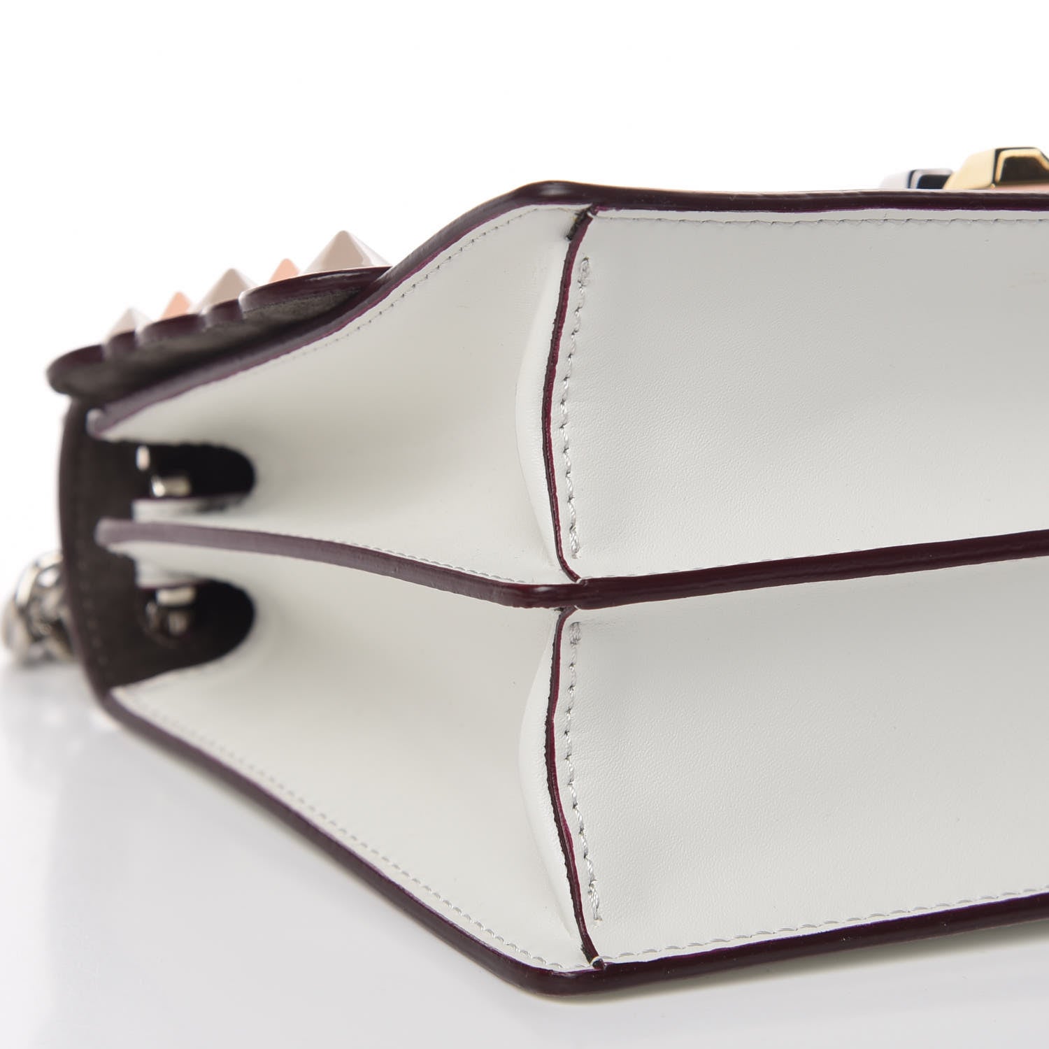Fendi Vitello Liberty Scalloped Multi Studded Small Kan I Shoulder Bag White Ice Multicolor 8 of 9