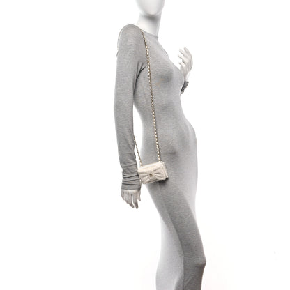 Chanel Tweed Quilted Bow Flap Card Holder On Chain White 2 of 12