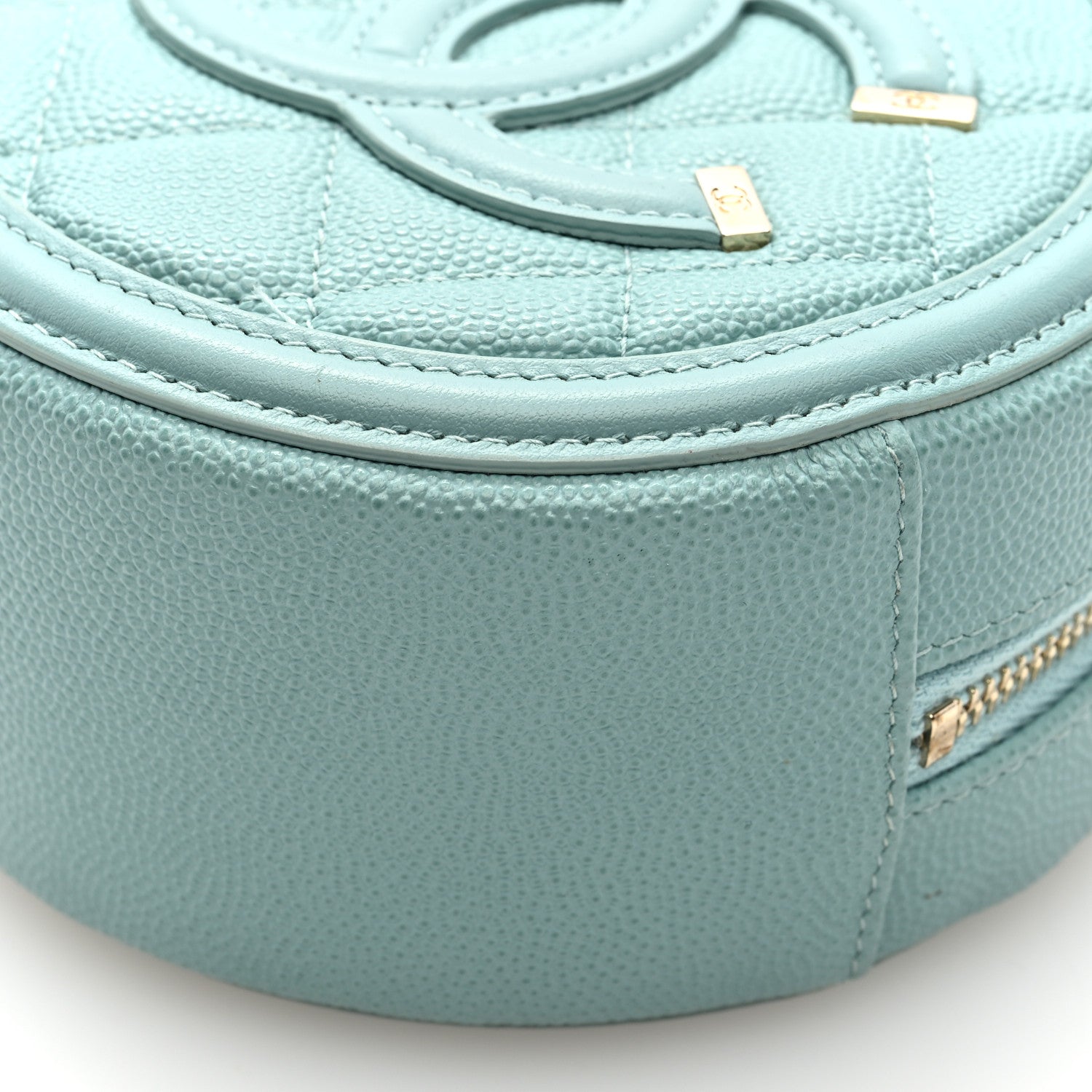 Chanel Caviar Quilted Round Filigree Crossbody Light Blue 9 of 10