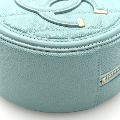 Chanel Caviar Quilted Round Filigree Crossbody Light Blue 9 of 10