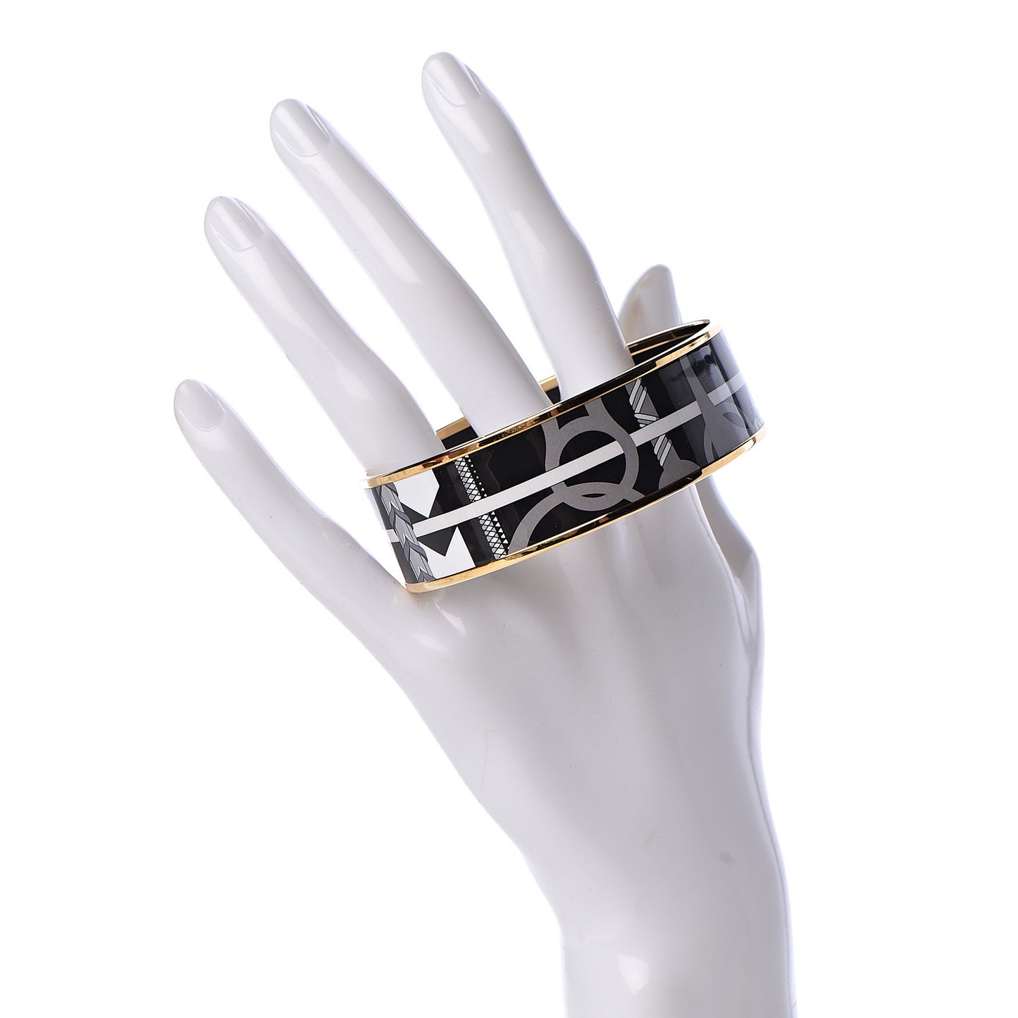 Enamel Printed Wide Panoplie Equestre Bracelet 70 Faux Gris