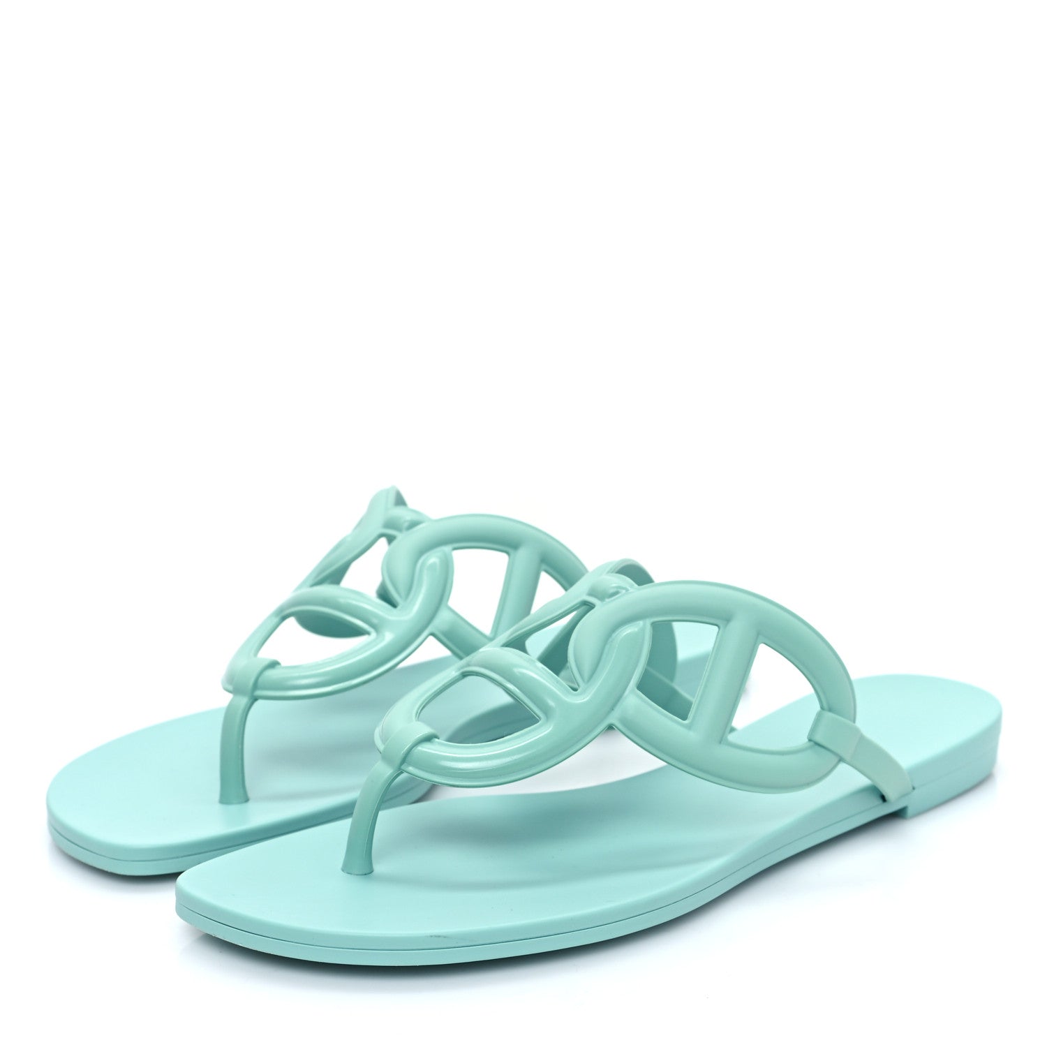 Hermes Rubber Womens Egerie Sandals 38 Vert Embrun 3 of 10