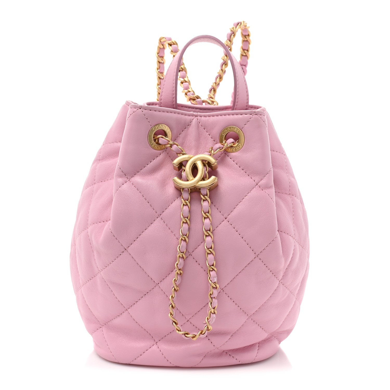 Chanel Lambskin Quilted Drawstring Backpack Pink 1 of 9
