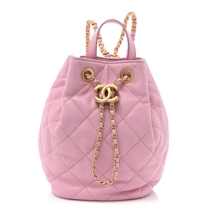 Chanel Lambskin Quilted Drawstring Backpack Pink 1 of 9