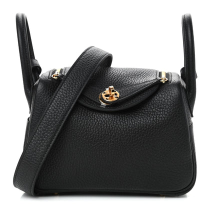 Hermes Taurillon Clemence Mini Lindy 20 Black 1 of 4