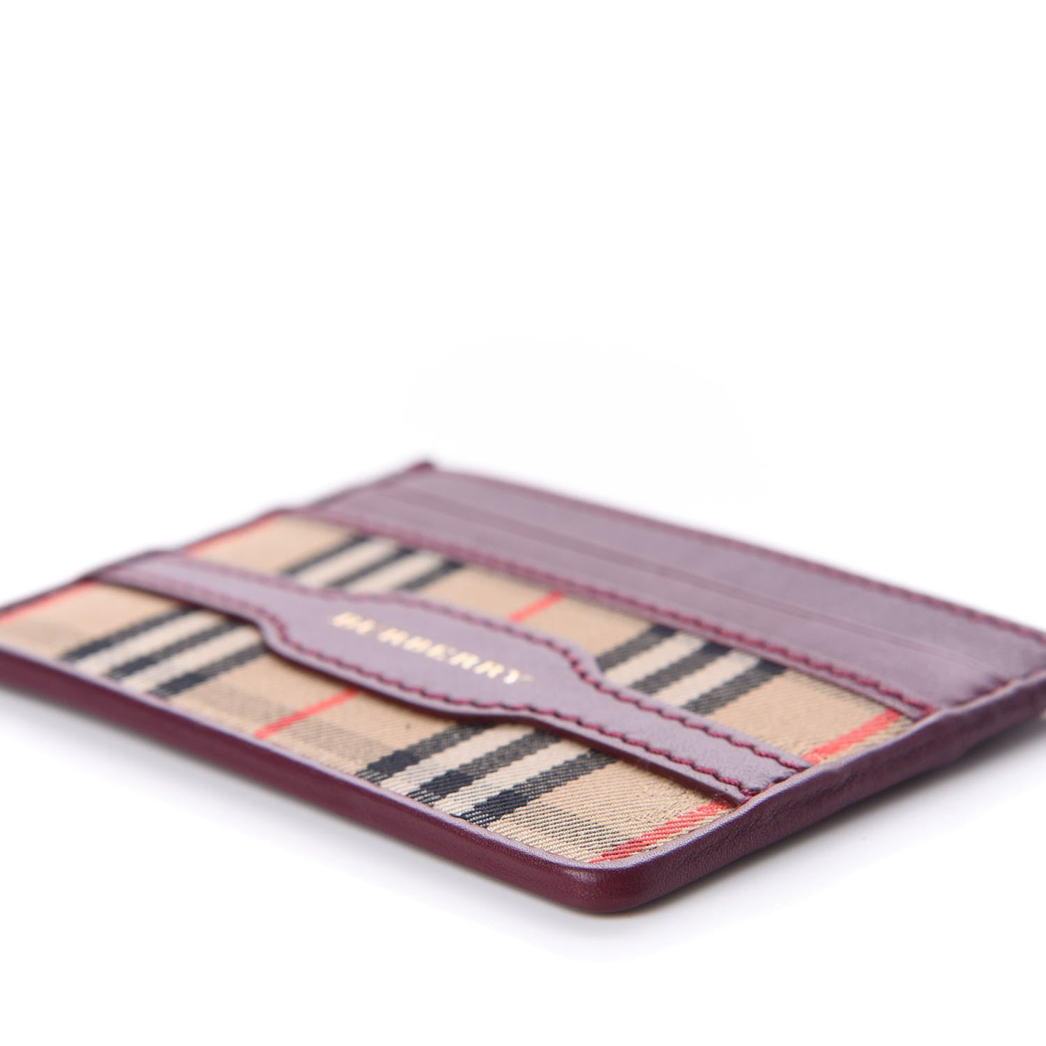 Burberry Smooth Calfskin 1983 Knight Check Card Case Antique Red 5 of 7