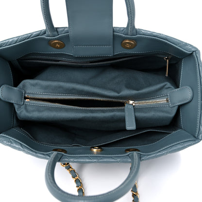 Chanel Aged Calfskin Quilted Large Coco Handle Shopping Tote Blue 7 of 15
