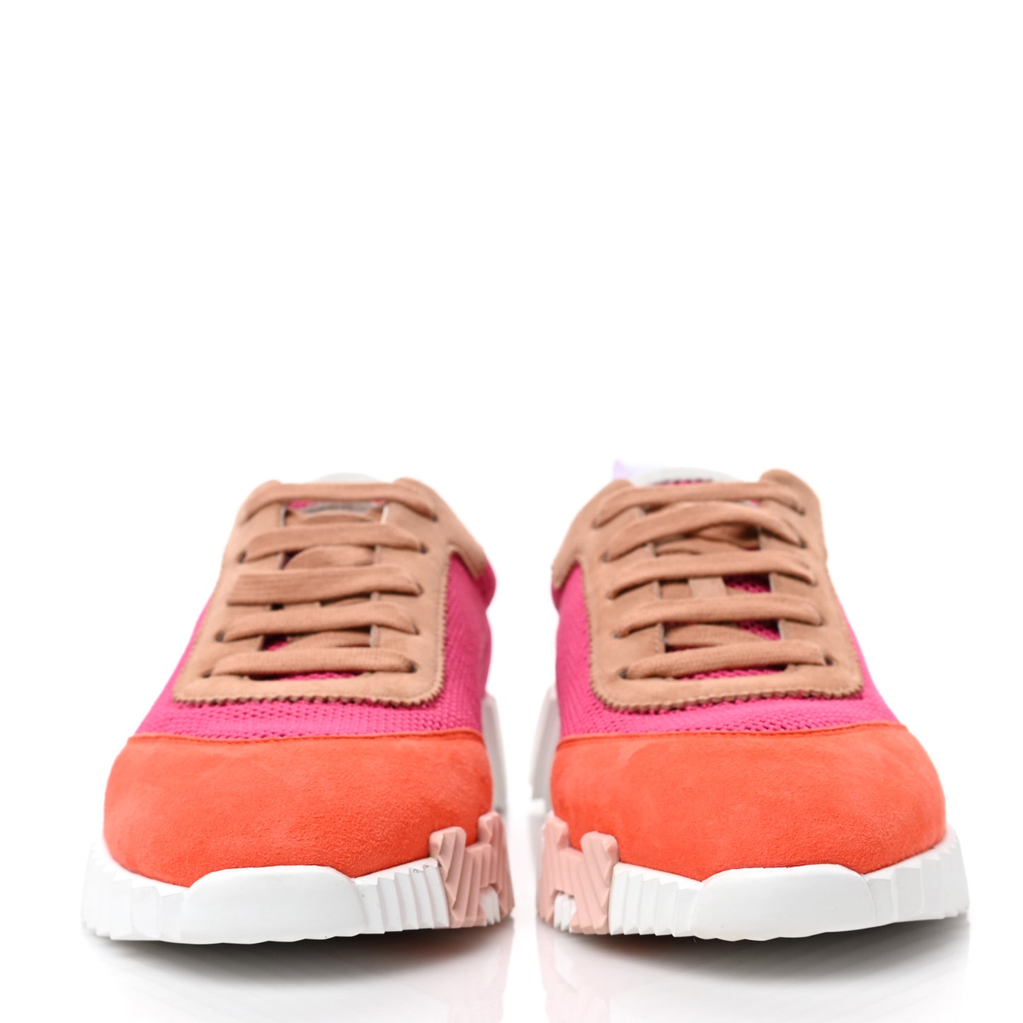 Air Mesh Suede Goatskin Bouncing Sneakers 38.5 Rose Multicolor