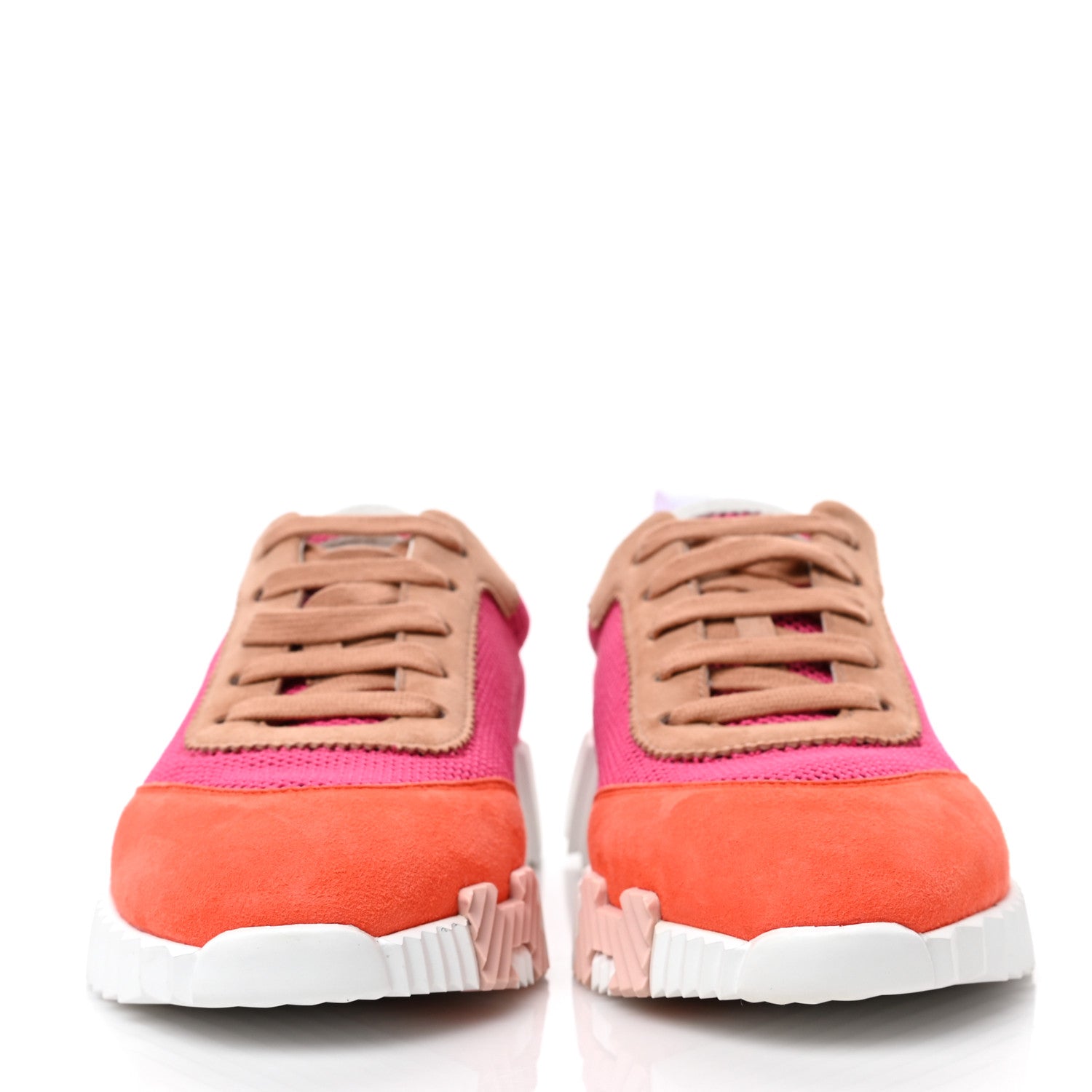 Hermes Air Mesh Suede Goatskin Bouncing Sneakers 38.5 Rose Multicolor 2 of 7