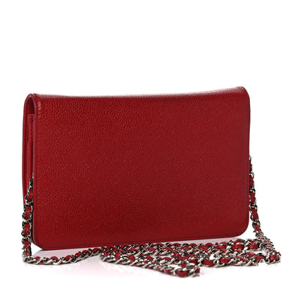 Chanel Caviar Timeless CC Wallet On Chain WOC Red 3 of 11