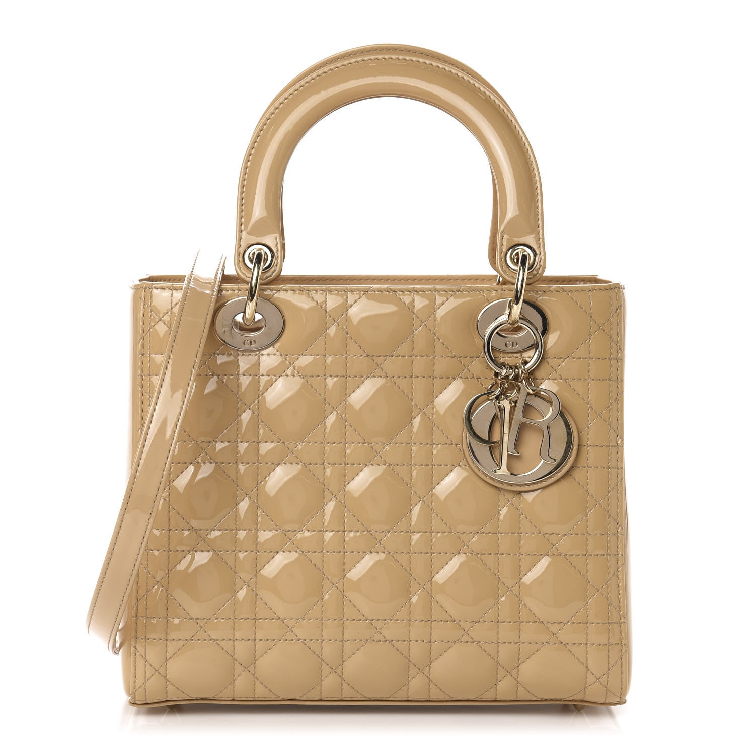 Christian Dior Patent Cannage Medium Lady Dior Beige 1 of 10