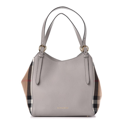 Burberry Grainy Calfskin House Check Small Canterbury Tote Pale Grey 1 of 11