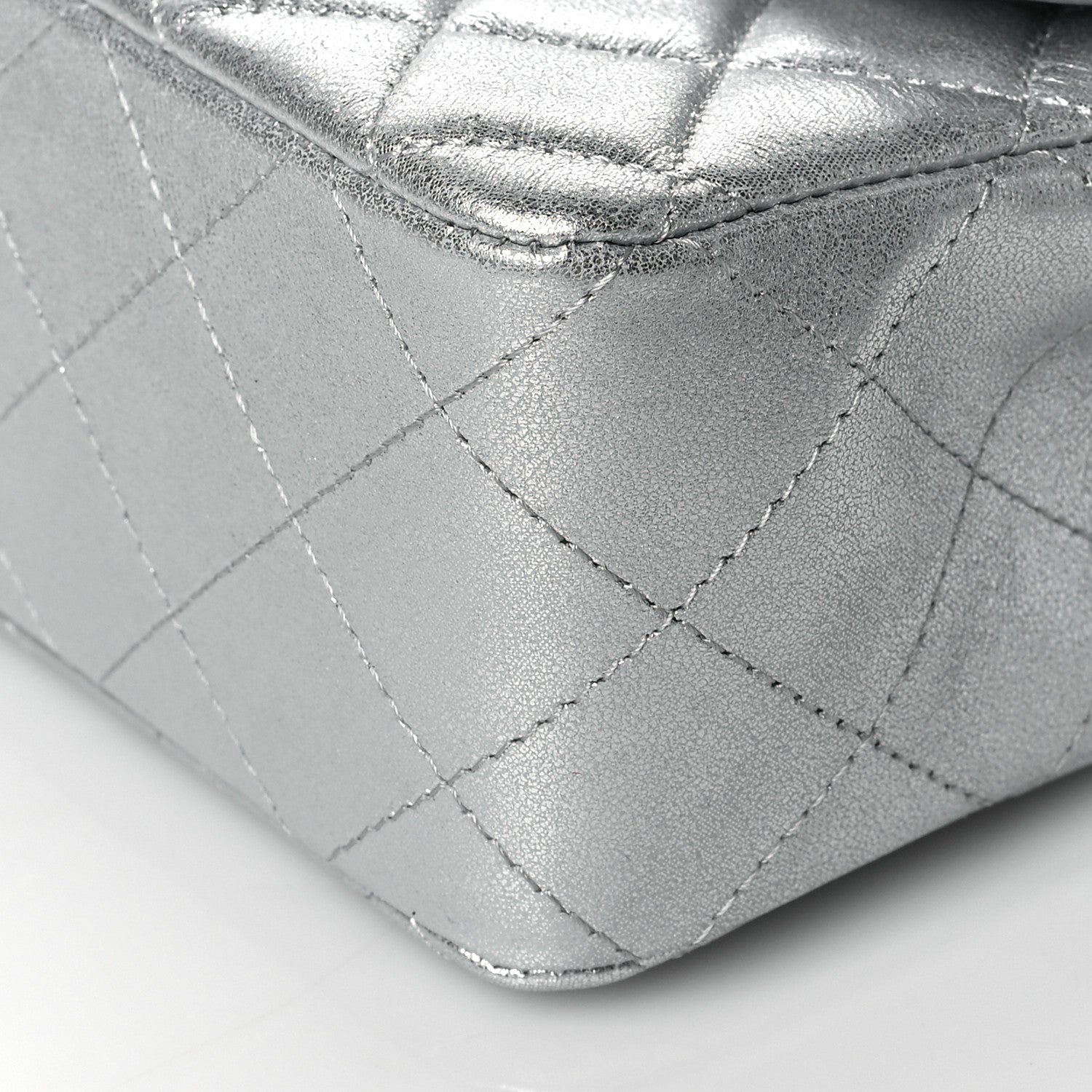 Chanel Metallic Lambskin Quilted Mini Rectangular Flap Silver 10 of 11