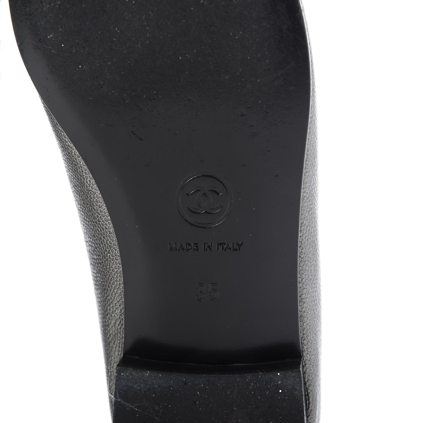 Metallic Caviar CC Cap Toe Ballerina Flats 35 Silver