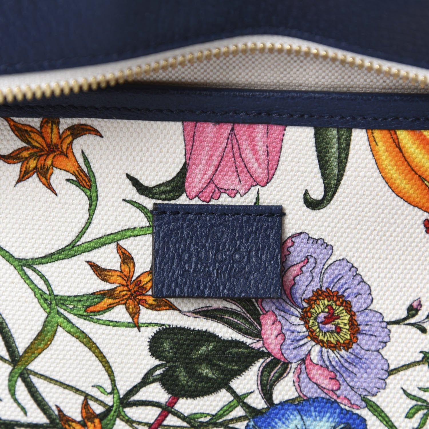 Gucci Canvas Large Flora Tote Navy Multicolor 8 of 12