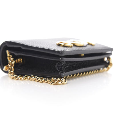 Gucci Grainy Calfskin Zumi Chain Card Case Wallet Black 7 of 9