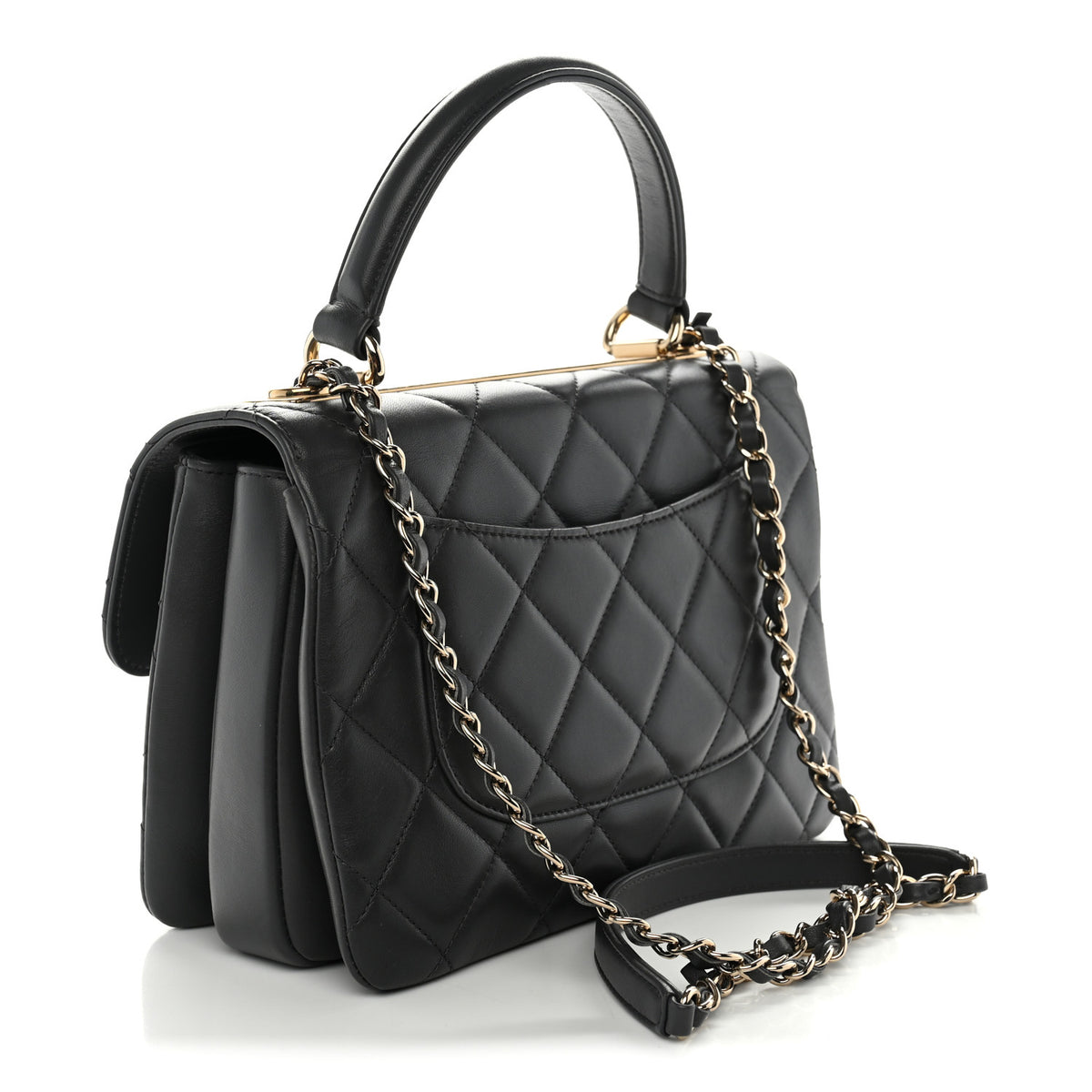 Lambskin Quilted Small Trendy CC Dual Handle Flap Bag Dark Grey