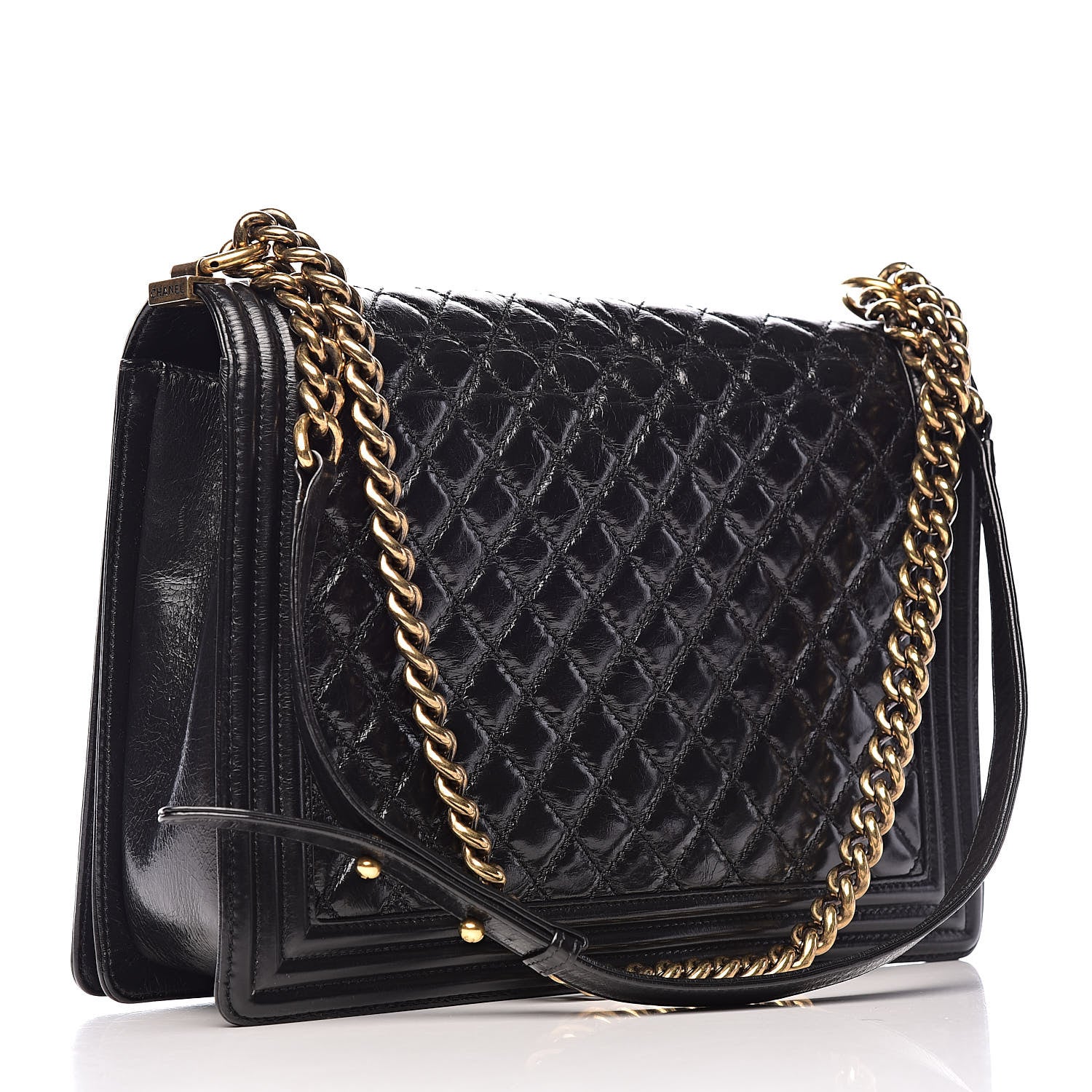 Chanel Aged Glazed Calfskin Quilted Large Boy Flap Black 3 of 16