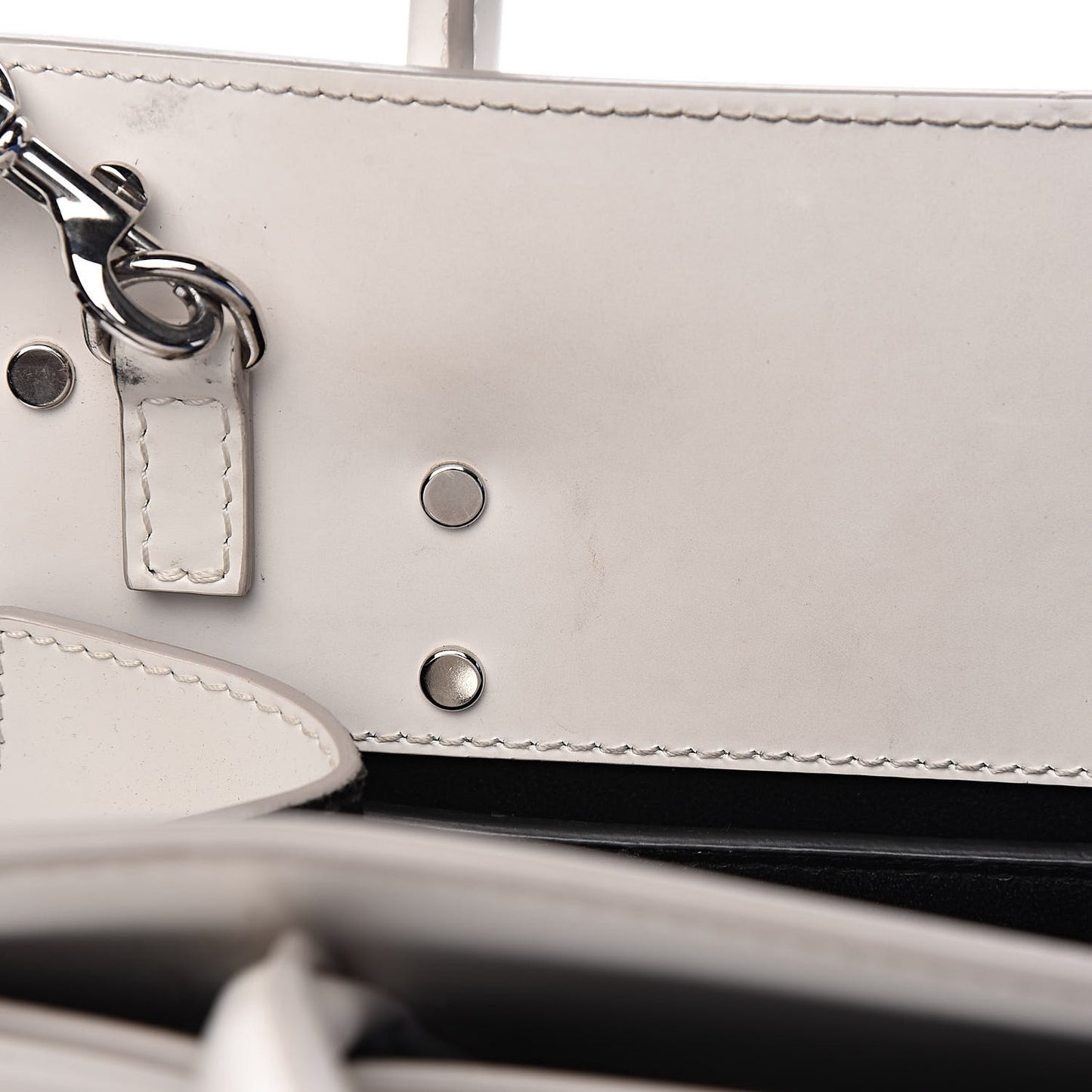 Grained Calfskin Mini Horizon Satchel Off White