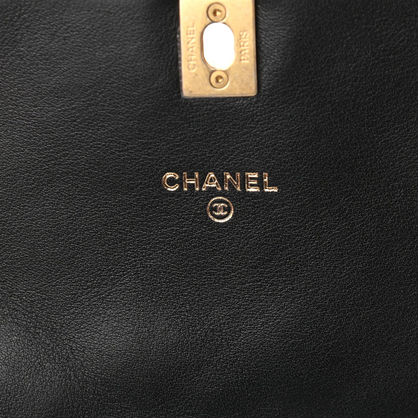 Calfskin Quilted Coco Mail Clutch With Chain Black
