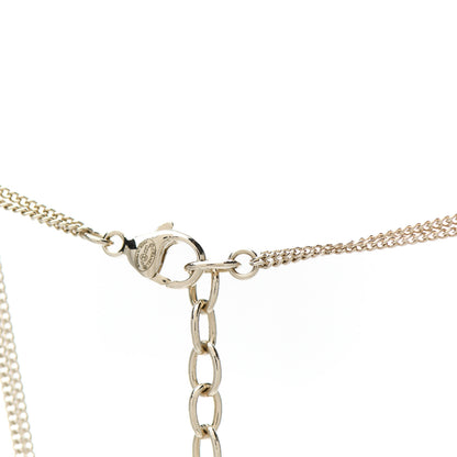 Chanel Crystal CC Square Pendant Necklace Gold 4 of 4