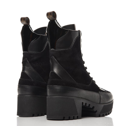 Louis Vuitton Suede Calfskin Laureate Platform Desert Boots 36 Black 4 of 11