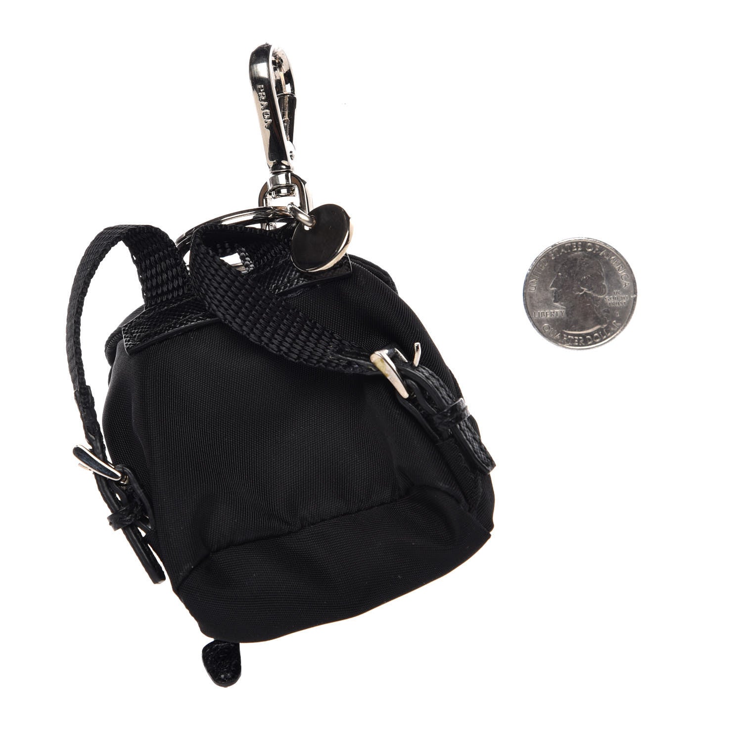 Prada Saffiano Cuir Backpack Keychain Charm Black 2 of 7