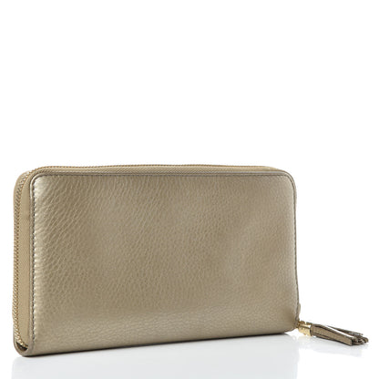 Gucci Metallic Pebbled Calfskin Soho Zip Around Wallet Golden Beige 3 of 10