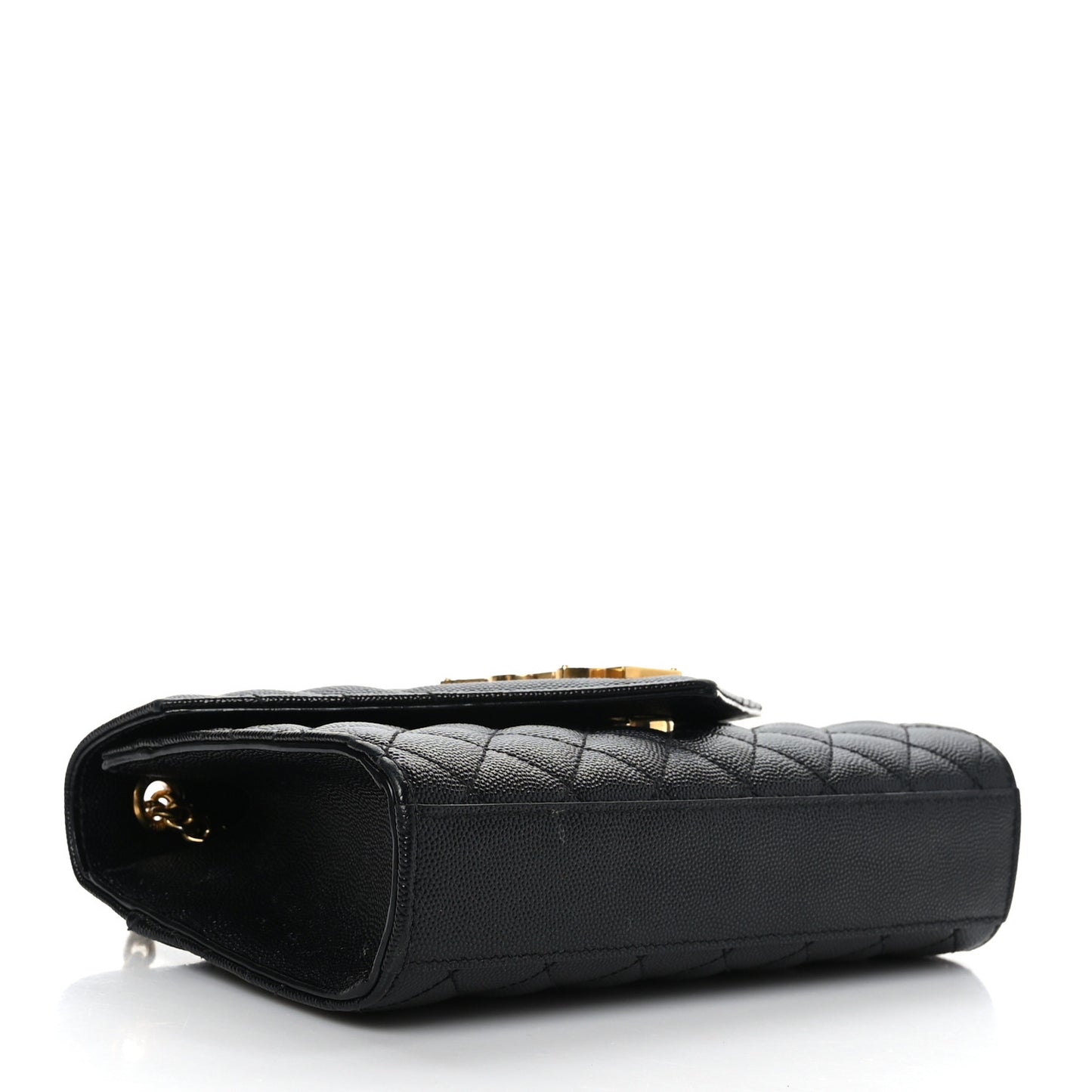 Grain De Poudre Textured Mixed Matelasse Triquilt Small Monogram Satchel Black
