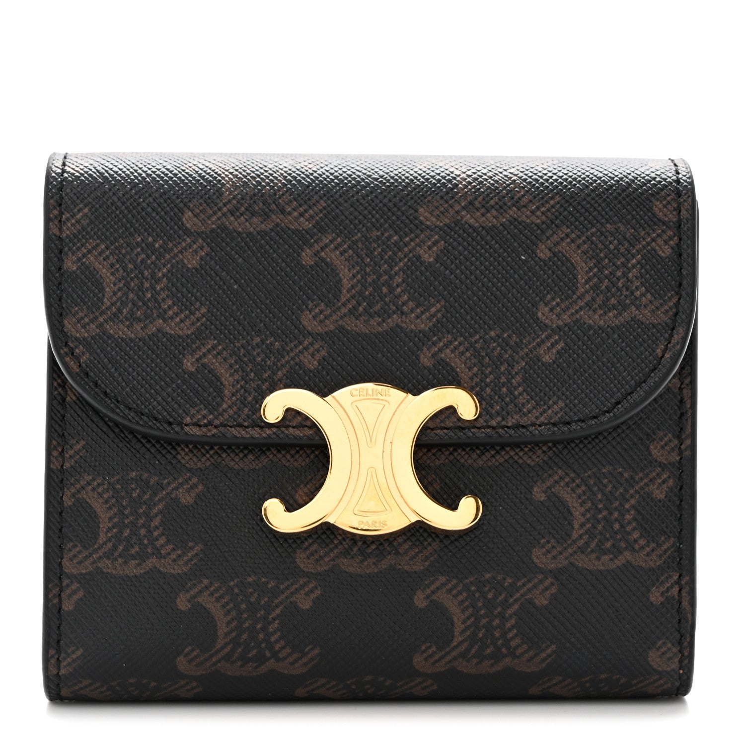 Celine Triomphe Canvas Small Triomphe Wallet Tan 1 of 7
