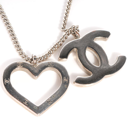 Chanel CC Open Heart Necklace Silver 3 of 5