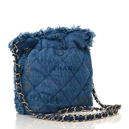 Chanel Denim Quilted Small Mood Bucket With Chain Blue Multicolor 3 of 10