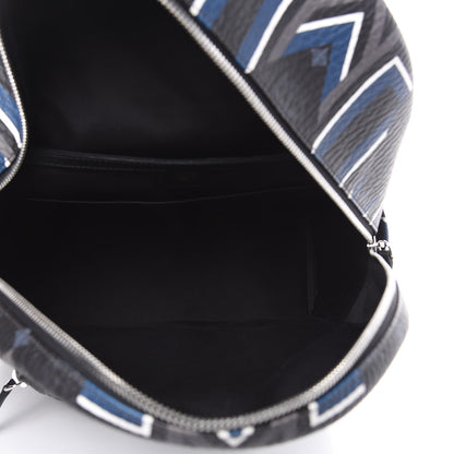 MCM Visetos Gunta Striped Printed Medium Stark Backpack Black 6 of 11