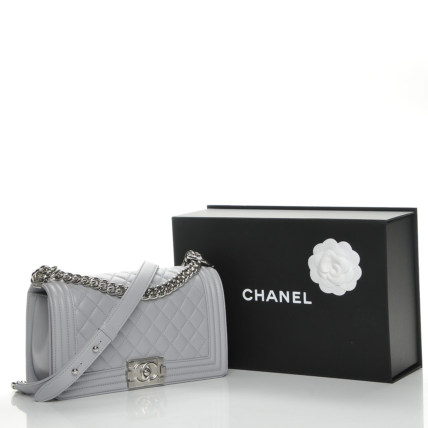 Chanel Lambskin Quilted Medium Boy Flap Grey 9 of 9