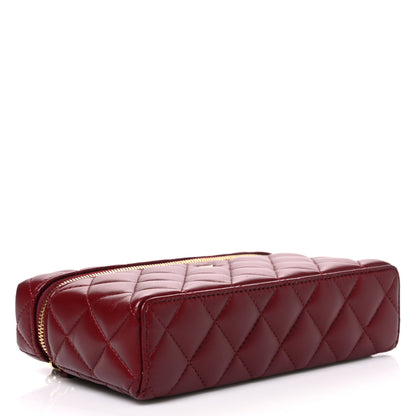 Chanel Lambskin Quilted Top Handle Slim Vanity With Chain Burgundy 4 of 11