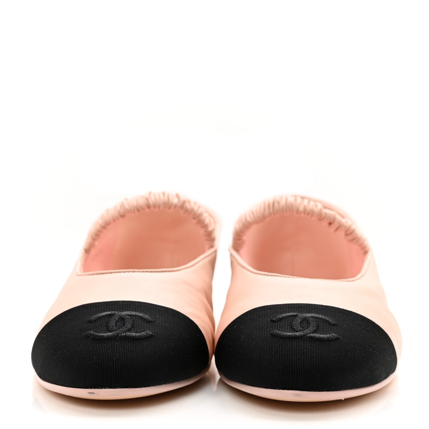 Lambskin Grosgrain Cap Toe CC Ballerina Flats With Leg Warmers 38 Pink
