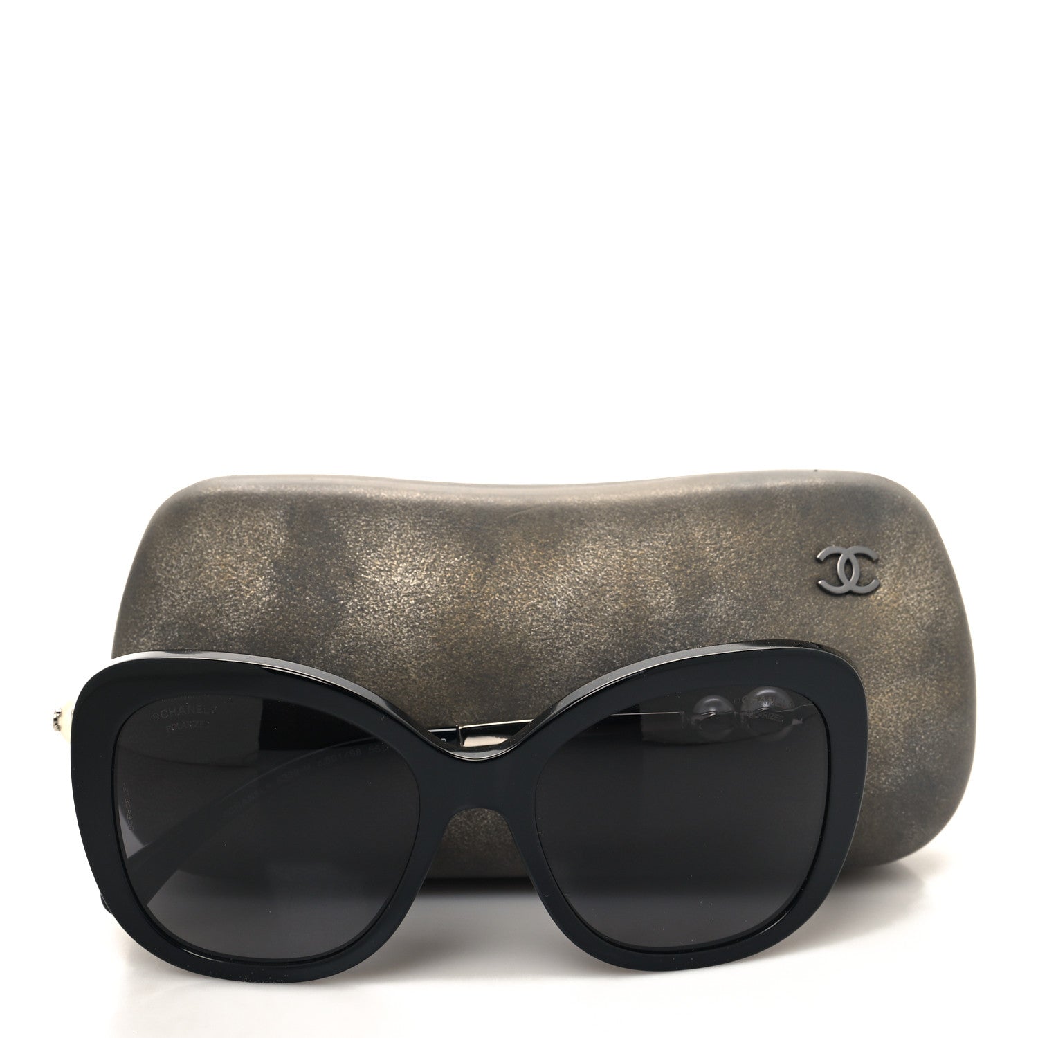 Chanel Acetate Polarized Butterfly Winter Pearl Sunglasses 5339-H Black 8 of 8
