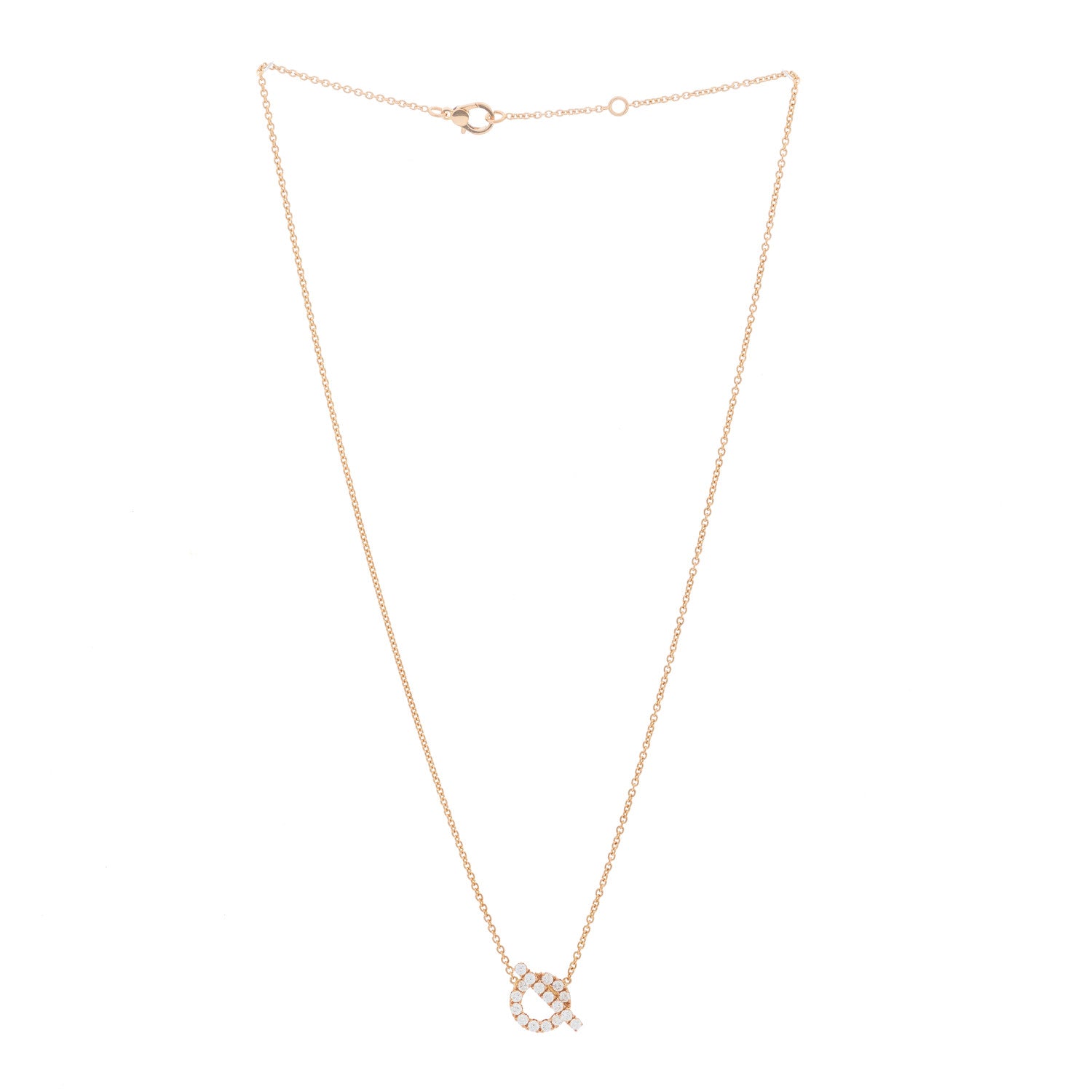 Hermes 18K Rose Gold Diamond Finesse Pendant Necklace 2 of 5
