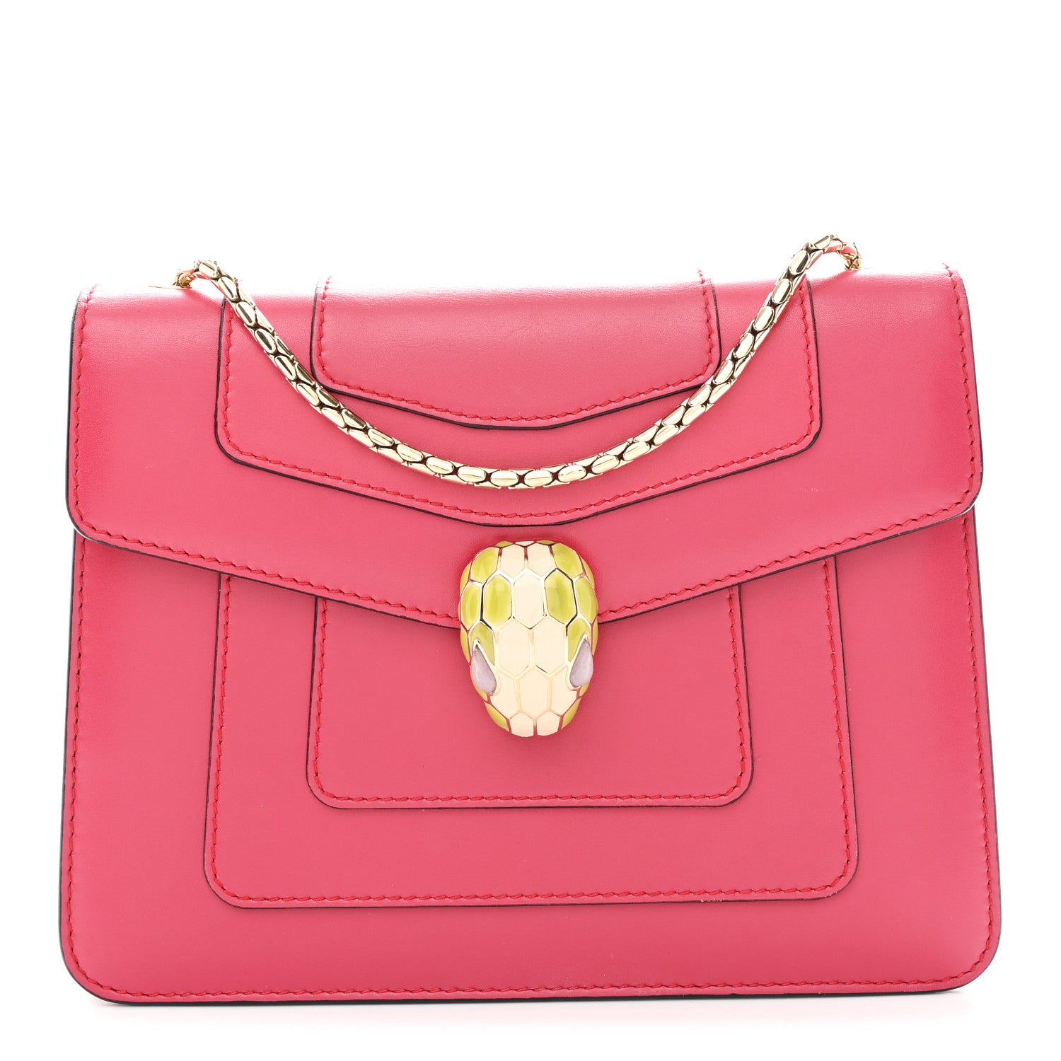 Bulgari Calfskin Small Serpenti Forever Snake Strap Crossbody Bag Pink 1 of 10
