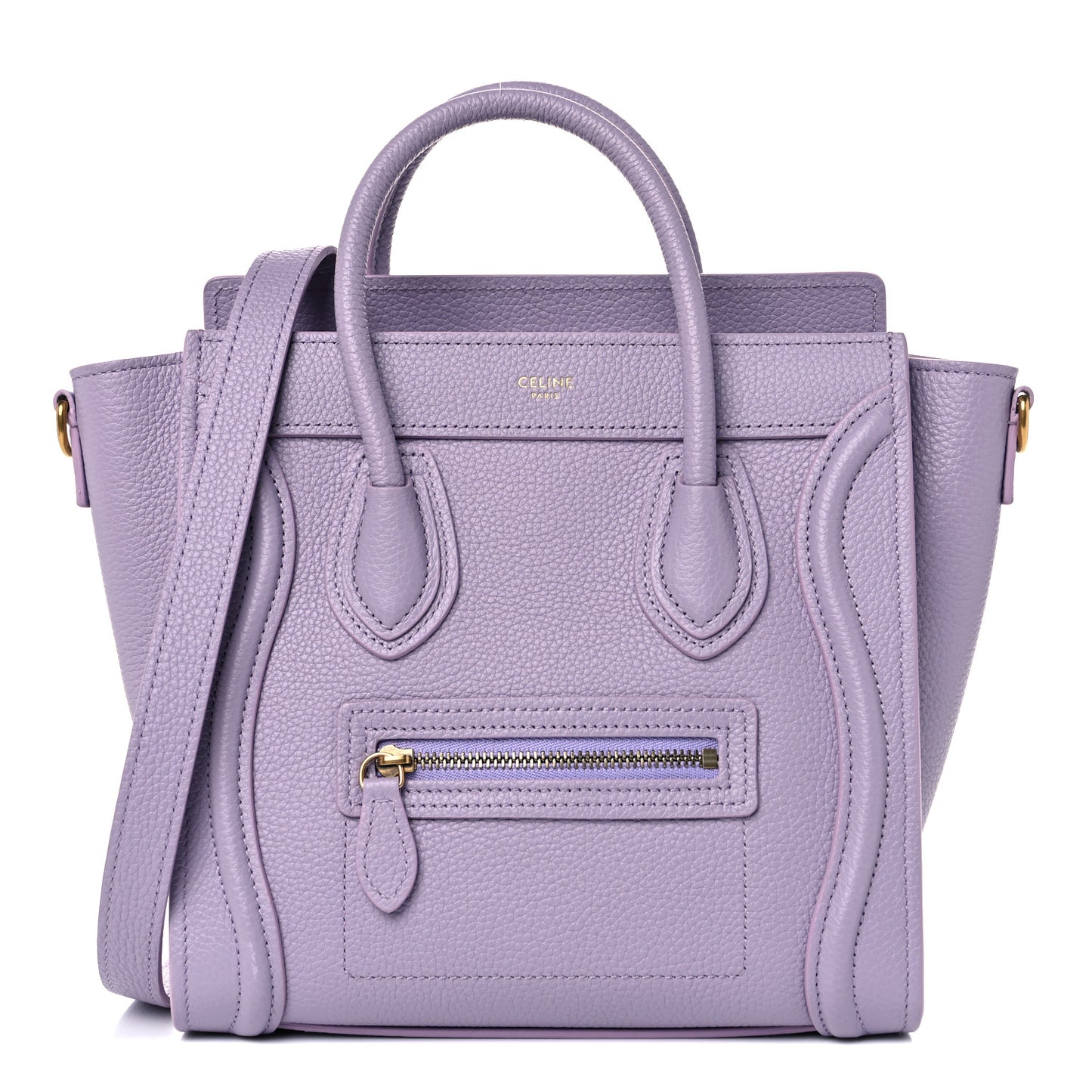 Drummed Calfskin Nano Luggage Lilac