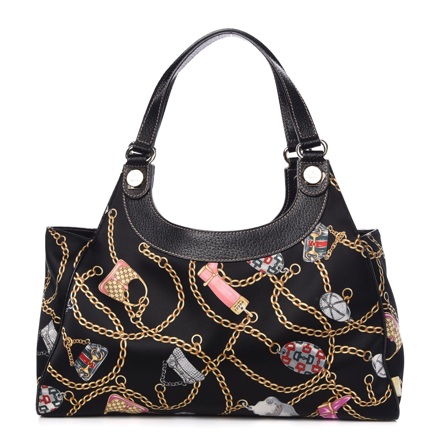 Gucci Satin Medium Charmy Shoulder Bag Black Multicolor 1 of 9