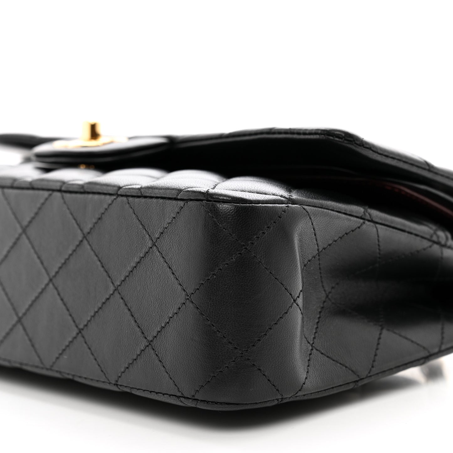 Lambskin Quilted Medium Double Flap Black
